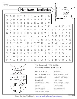 Word Search Canada Worksheet