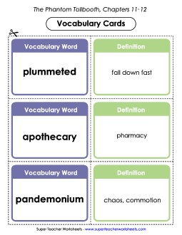 Vocab. Cards for Chapters 11-12 Books Worksheet