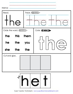 Worksheet 2: The Sight Words Individual Worksheet