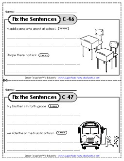 Fix the Sentences C-46 through C-50 Worksheet