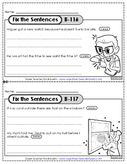 Fix the Sentences B-116 through B-120 Worksheet