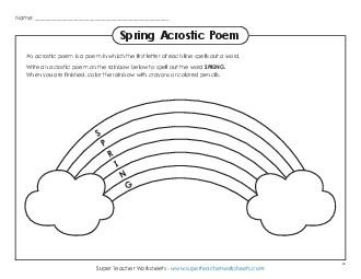 Springtime Acrostic Worksheet