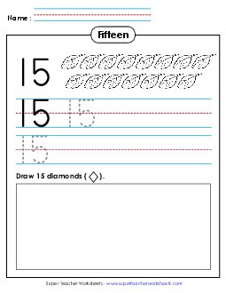 Trace, Print, Draw: Fifteen Counting Worksheet