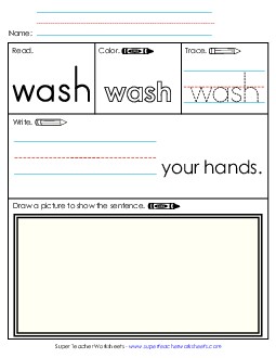 Worksheet 3: Wash Free Sight Words Individual Worksheet