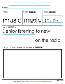 Worksheet 3: Music Sight Words Individual Worksheet