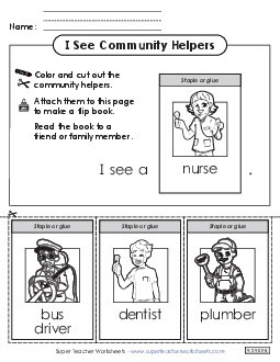 Community Helpers Flip Book #2 Worksheet