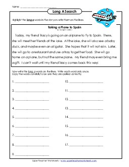 Plane to Spain (Advanced) Phonics Worksheet