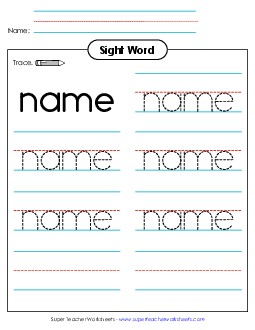 Trace the Word: Name Sight Words Individual Worksheet