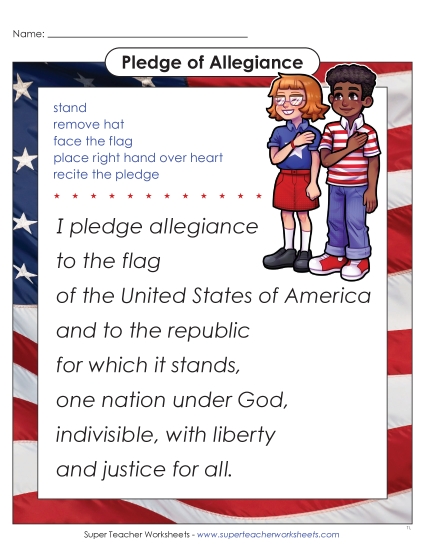 New Pledge of Allegiance Worksheet