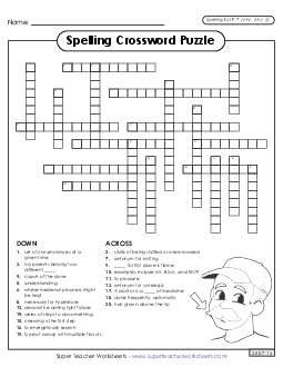 Crossword (F-7) Spelling F Worksheet