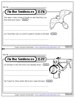 Fix the Sentences E-76 through E-80 Worksheet