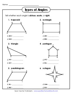 Types of Angles 2 Worksheet