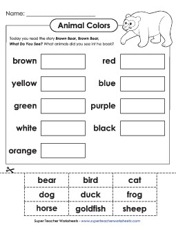 Animal & Color Match Picture Book Brown Bear Worksheet