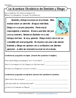 La Aventura Oceánica de Daniela y Diego Spanish Worksheet