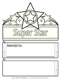 Super Star Hat (B&W) Awards Worksheet