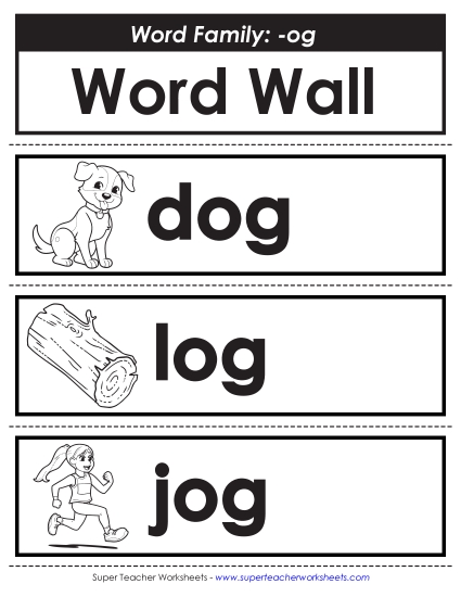 New Word Wall: -og Words Worksheet New Word Wall: -og Words Worksheet