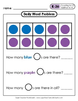 Daily Word Problems K-26 through K-30 Worksheet