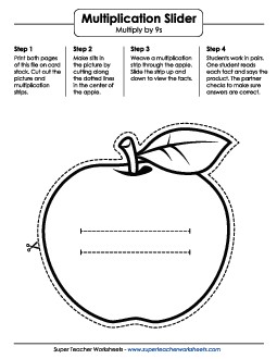 Math Slider: : Apple Multiplication Worksheet