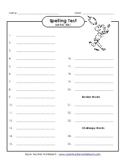 Spelling Test (D-5) Spelling D Worksheet