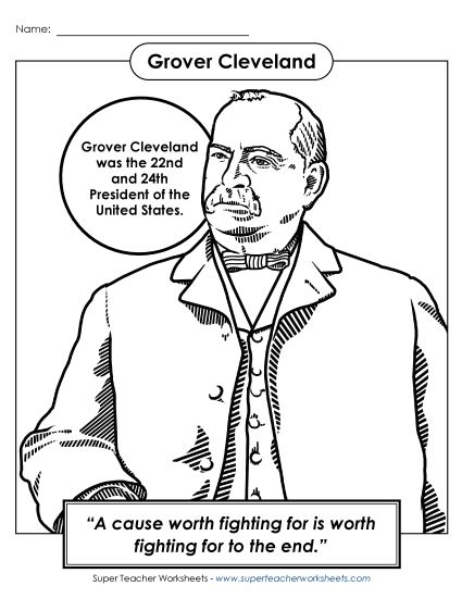 aPresident #22 and #24: Grover Cleveland<br>Coloring Page