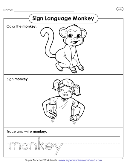 New Monkey (ASL) Worksheet New Monkey (ASL) Worksheet