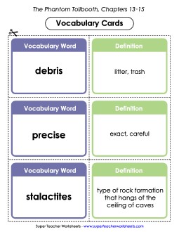 Vocab. Cards for Chapters 13-15 Books Worksheet