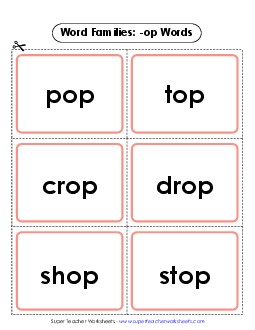 Flashcards (-op) Word Families Worksheet