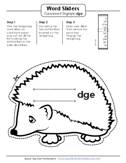 Word Slider (-dge Words) Phonics Trigraphs Worksheet