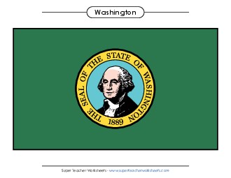 Washington State Flag (Full-Color Version) States Individual Worksheet