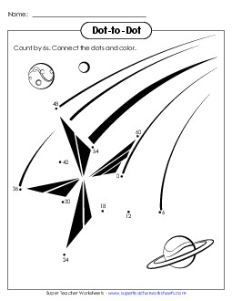 Star Dot-to-Dot Counting Worksheet