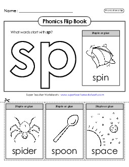 Phonics Flip Book (Sp-) Phonics Blends Worksheet