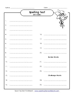 Spelling Test (Easter) Spelling E Worksheet