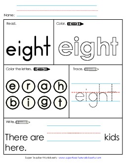 Worksheet 1: Eight Sight Words Individual Worksheet