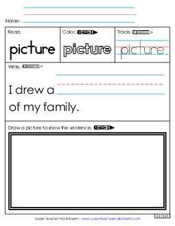 Worksheet 3: Picture Free Sight Words Individual Worksheet