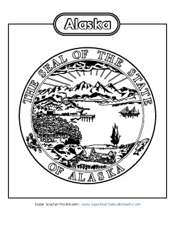 Alaska State Seal (Black & White) States Individual Worksheet