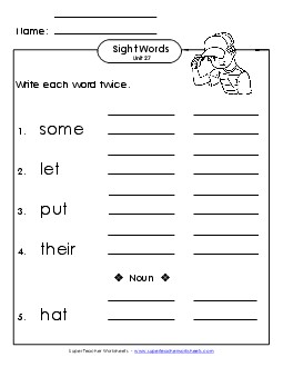 Write Twice (Unit 27) Sight Words Worksheet