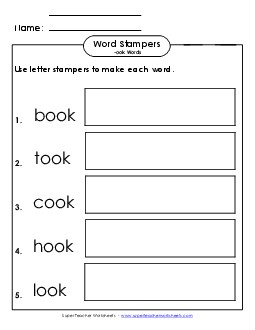 Letter Stampers Activity (-ook Words)  Word Families Worksheet