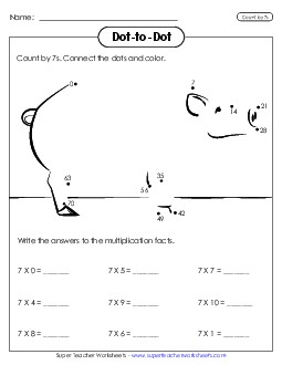 Dot-to-Dot Multiplication: Pig Worksheet