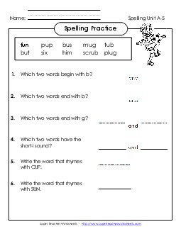 Spelling Practice (A-5) Spelling A Worksheet