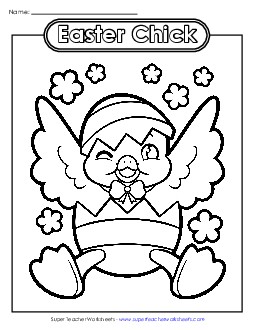 Coloring Page: Easter Chick Worksheet