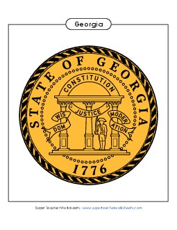 Georgia State Seal (Full-Color Version) States Individual Worksheet