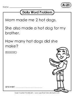 Daily Word Problems A-21 through A-25 Worksheet