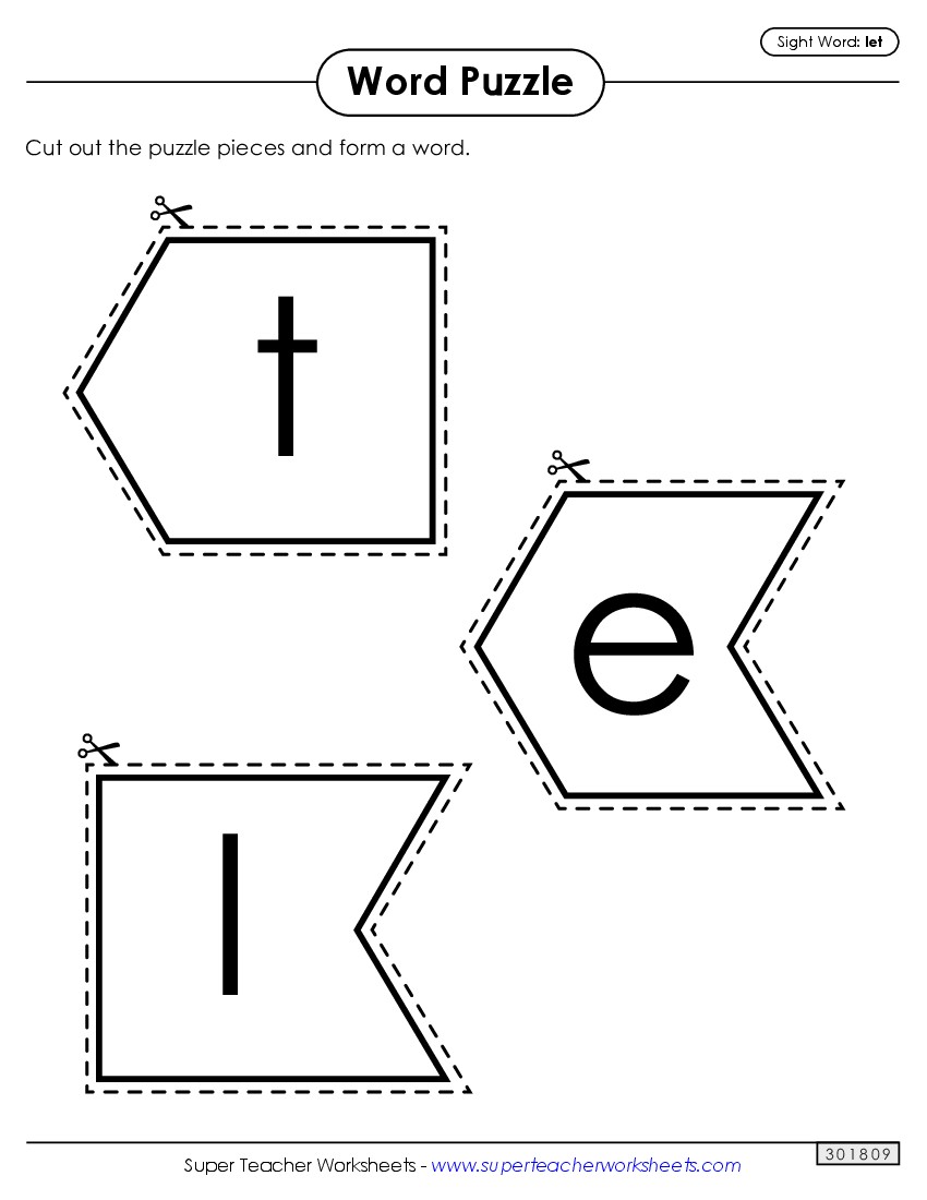 Word Puzzle: Let Sight Words Individual Worksheet