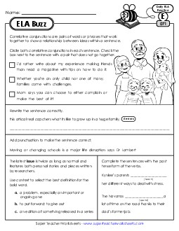 New ELA Buzz: Week 15<br>Worksheets 71 through 75 Worksheet