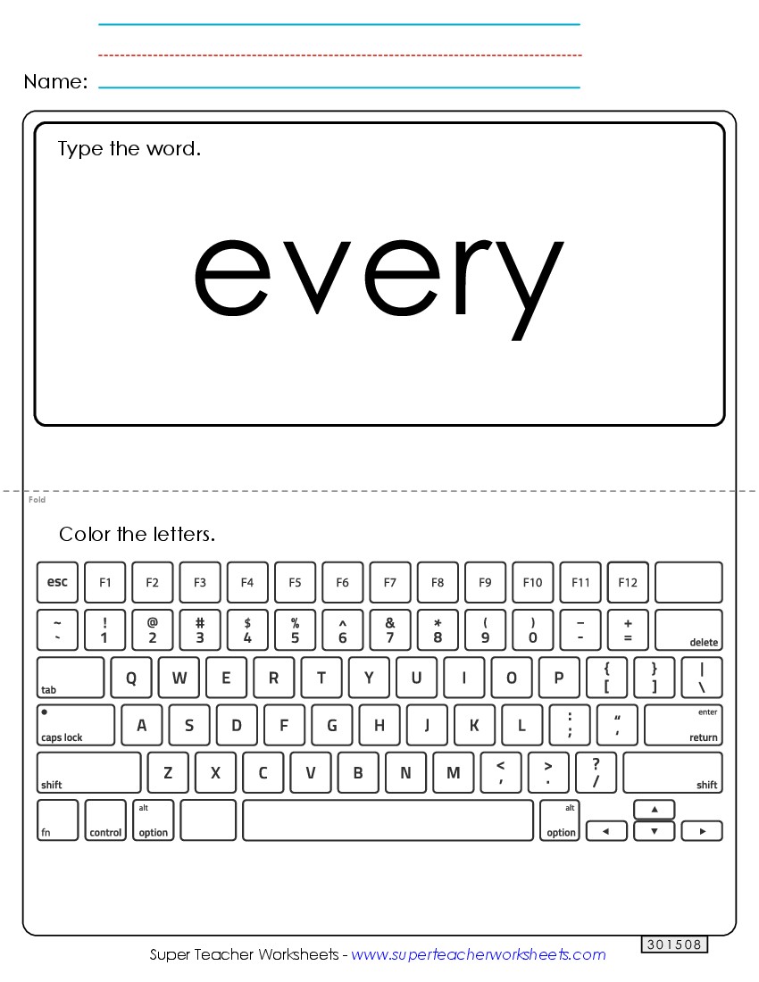 Type the Word: Every Sight Words Individual Worksheet