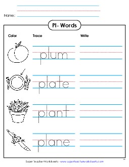 Trace and Write Phonics Blends Worksheet