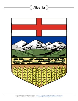 Alberta Escutcheon (Full Colour) Canada Worksheet