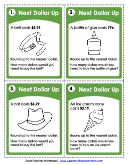 Money: Next Dollar Up Counting Money Worksheet