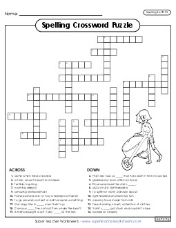 Crossword (E-24) Spelling E Worksheet