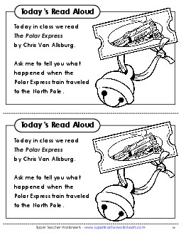 Take-Home Note: Polar Express Picture Book Polar Express Worksheet